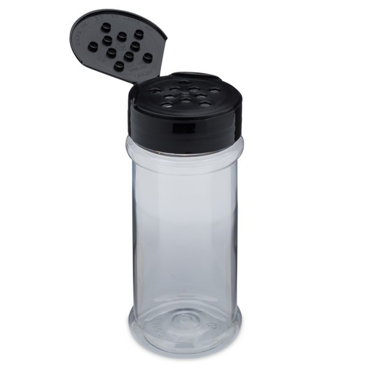 Plastic Spice Jars - 8 oz, Unlined, Black Cap