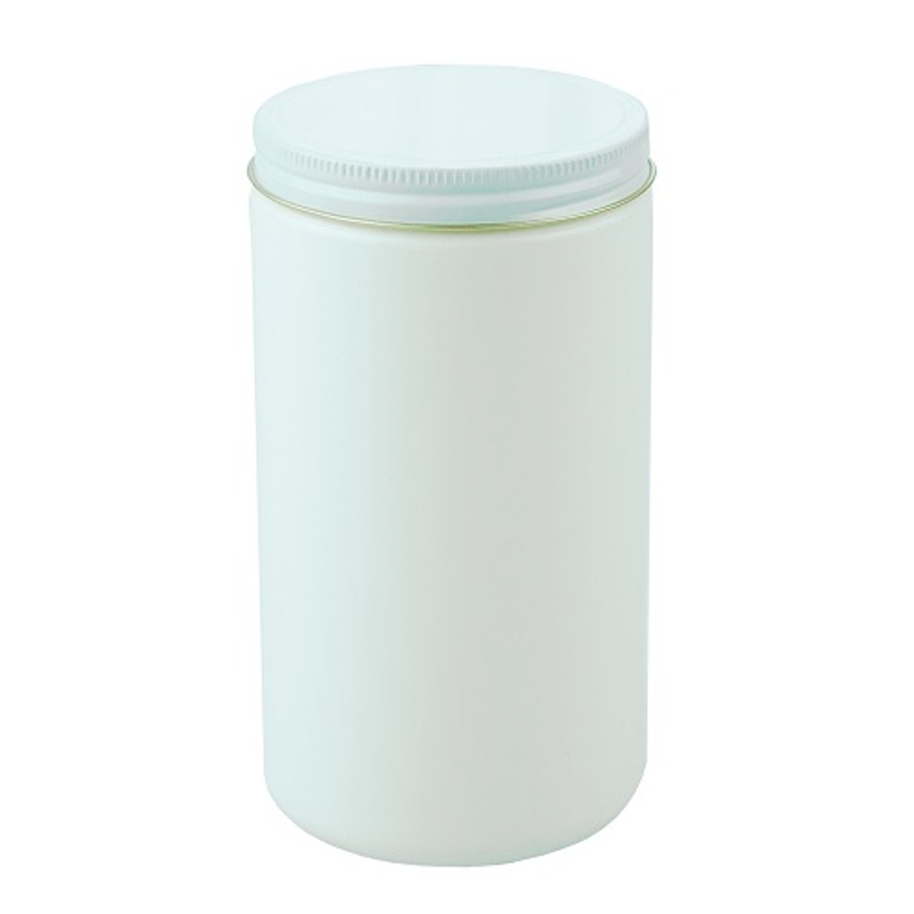 White Round Wide-Mouth Plastic Jars - 16 oz, White Cap