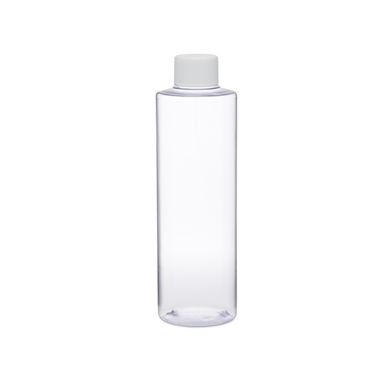 8 oz / 250 ml Clear Flask Style Bottles-White Caps - 4 pack