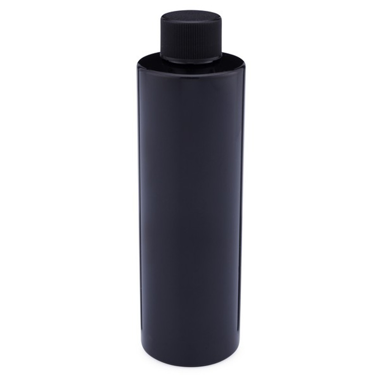 8 oz Black PET Cylinder Bottles (Black Screw Tops)