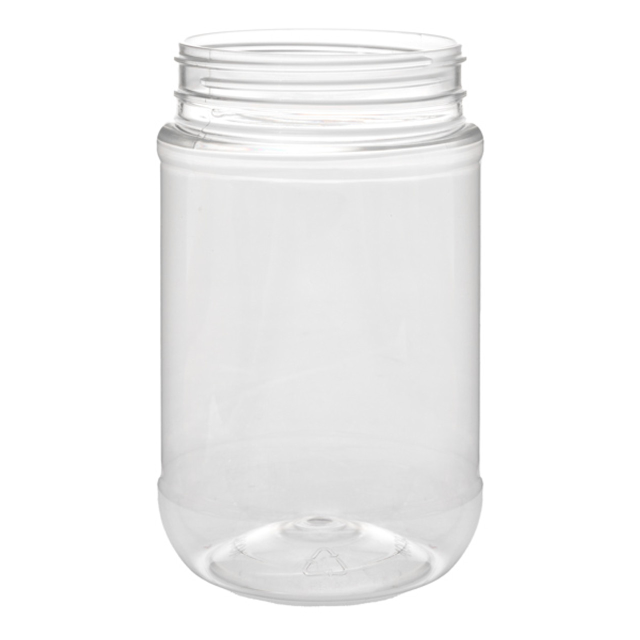 16 oz Clear PET Jars w/ White Ribbed Plastic Unlined Caps