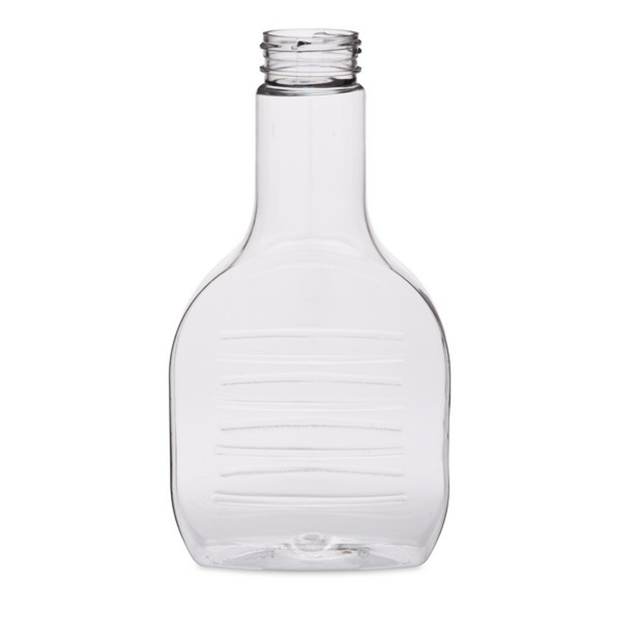 16 oz Clear Glass Sauce Decanter Bottles w/ Ribbed Black Lined Caps