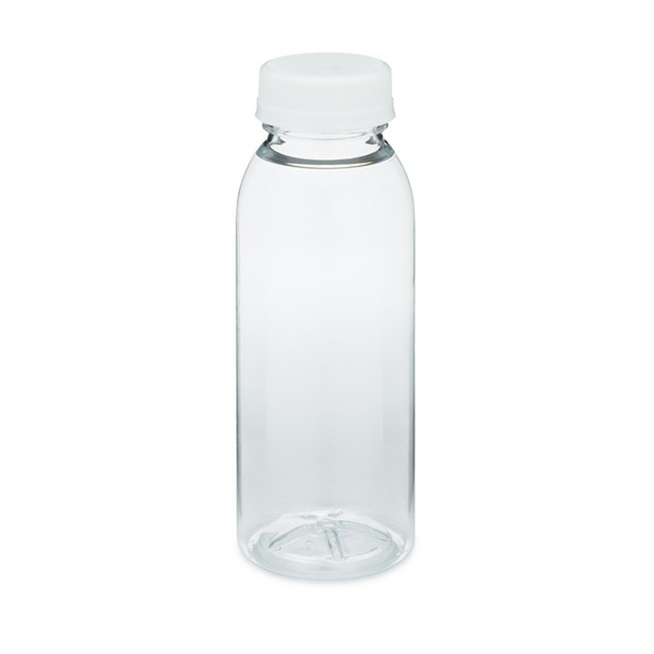 8 oz Clear Pet Plastic Round Beverage Bottles (White Tamper-Evident Cap) - Clear 38 mm