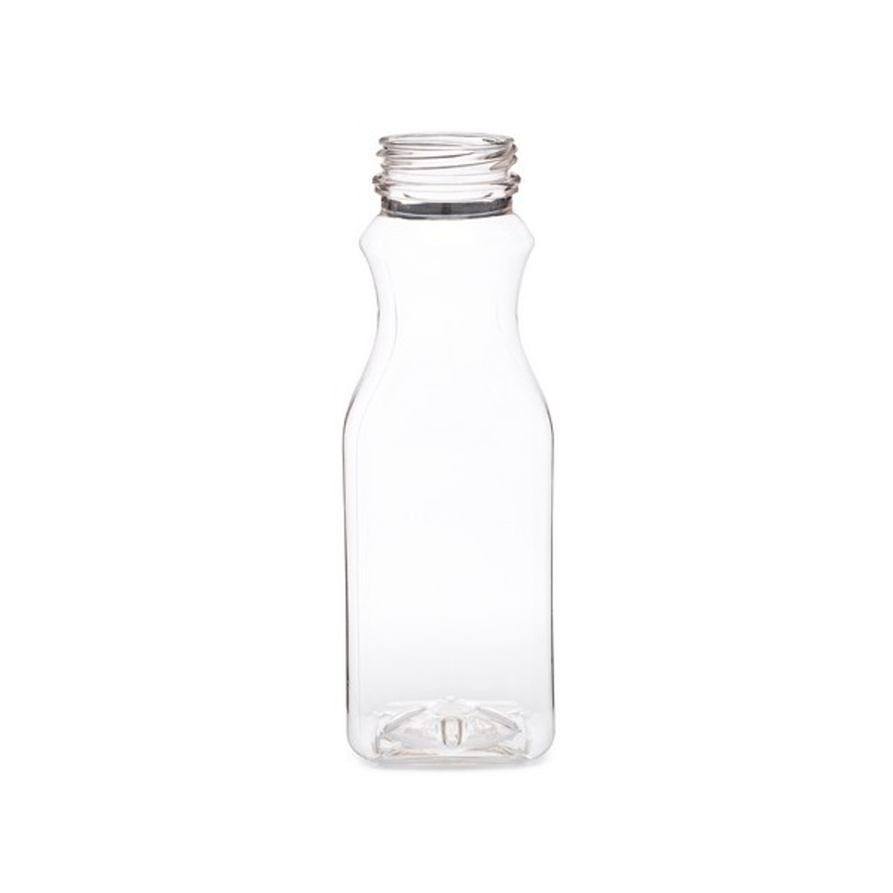 16 oz. Square Carafe PET Clear Juice Bottle with Lid