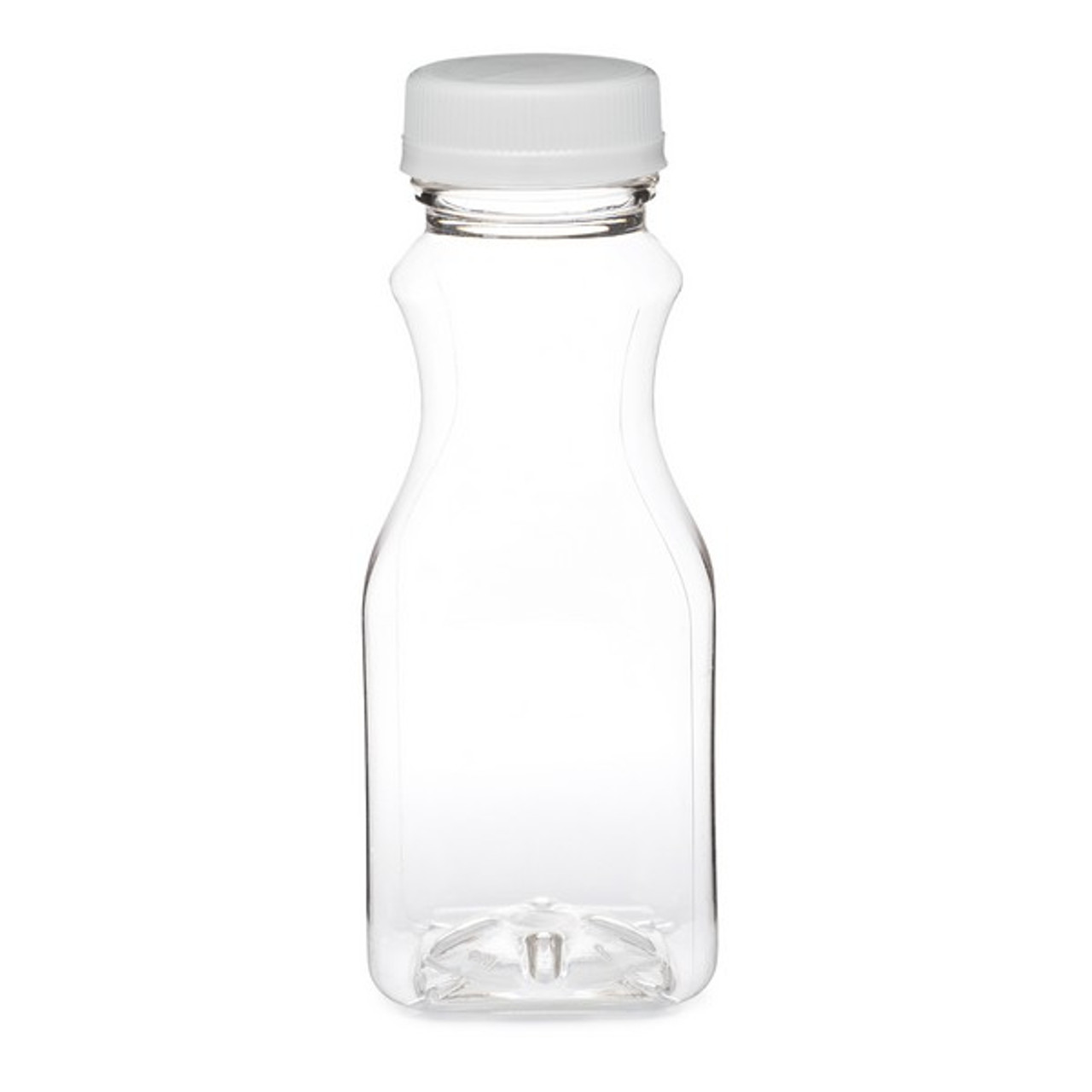 16 oz. Tall Square PET Clear Juice Bottle with Lid