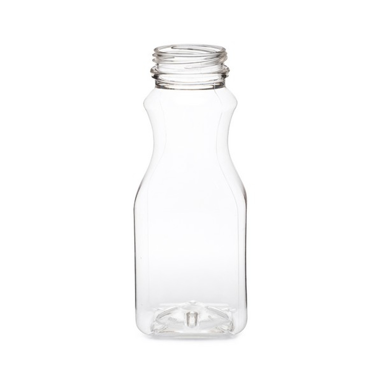 16 oz. Tall Square PET Clear Juice Bottle with Lid