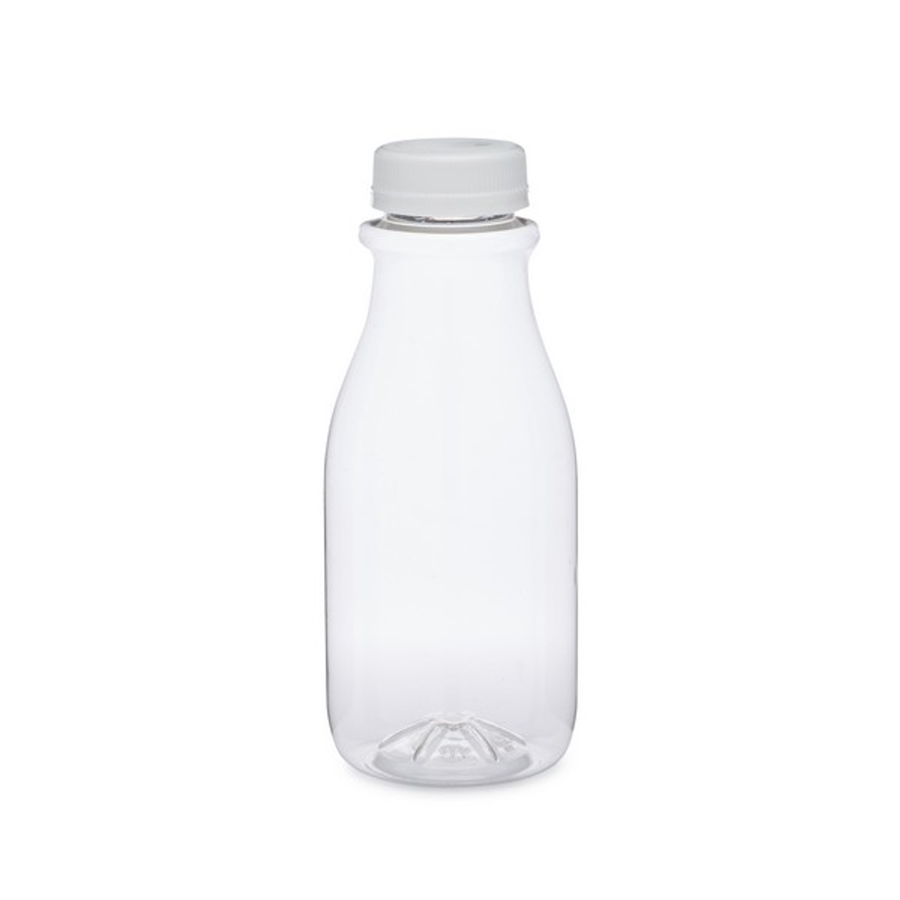 12oz Empty Clear PET Plastic Juice Bottles With Black Caps 