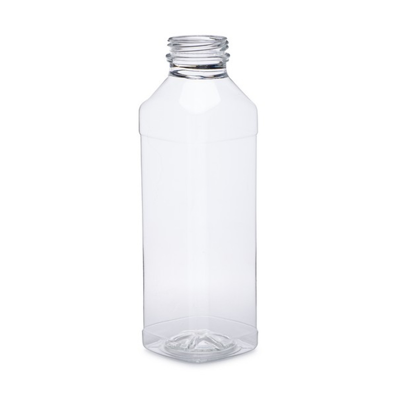 16 oz. Square PET Clear Juice Bottle with Lid