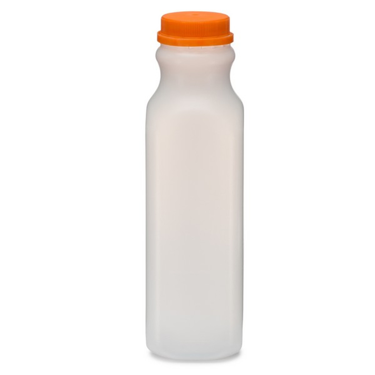 16 oz Natural HDPE Beverage Containers w/Orange Cap