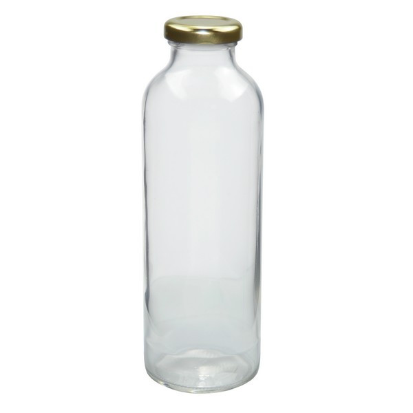 16 oz Clear Glass Juice Bottles (Gold Lug Cap) Berlin
