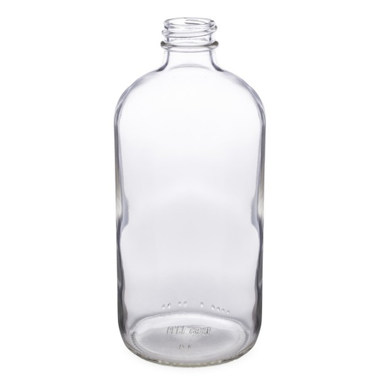 16oz (480ml) Flint (Clear) Boston Round Glass Bottle - 28-400 Neck