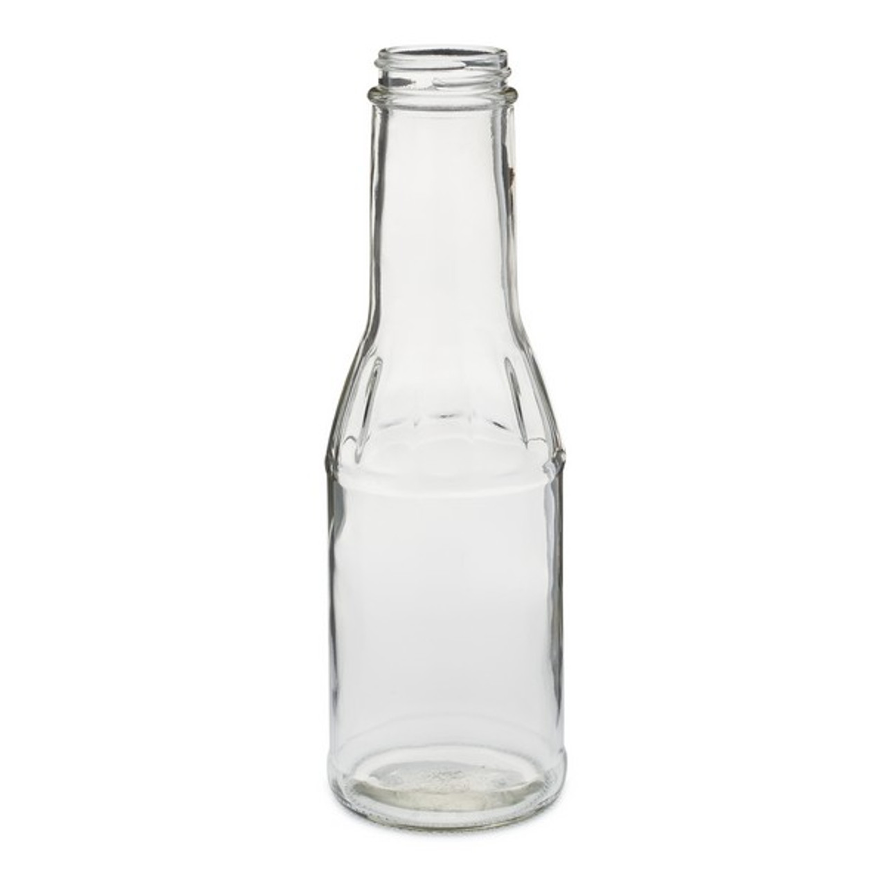12 oz Clear Glass Ring Neck Bottles (White PP Cap) - 12/Case, Clear Type III 38-400