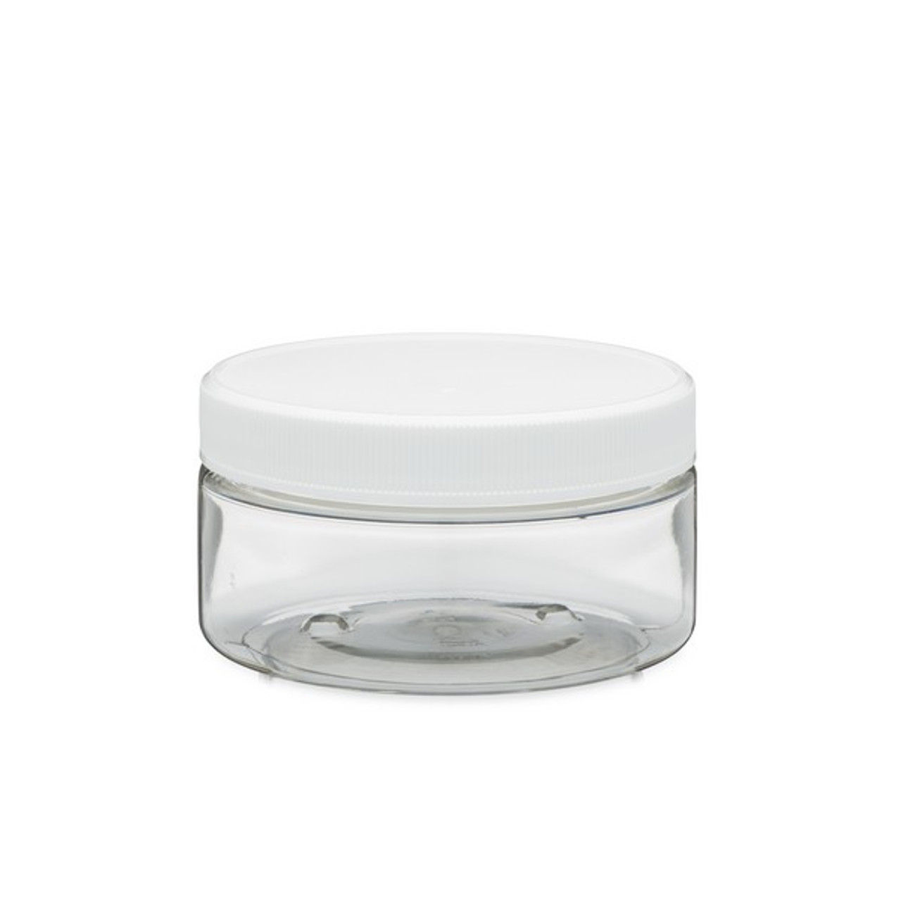 6 oz Clear Straight Sided Glass Jar with Smooth White Plastic Lid