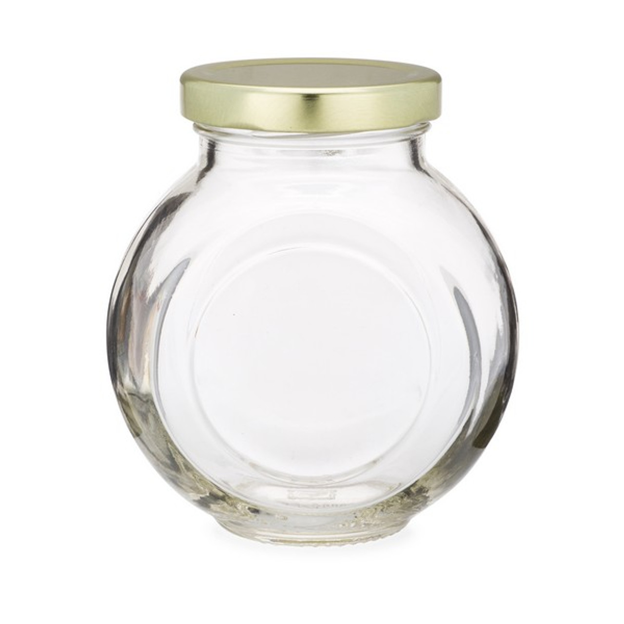 10 oz Clear Glass Round Jars (Gold Metal Cap)