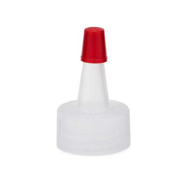 28-400 Natural-Red LDPE Spout Caps (.03in Orifice) | Berlin Packaging