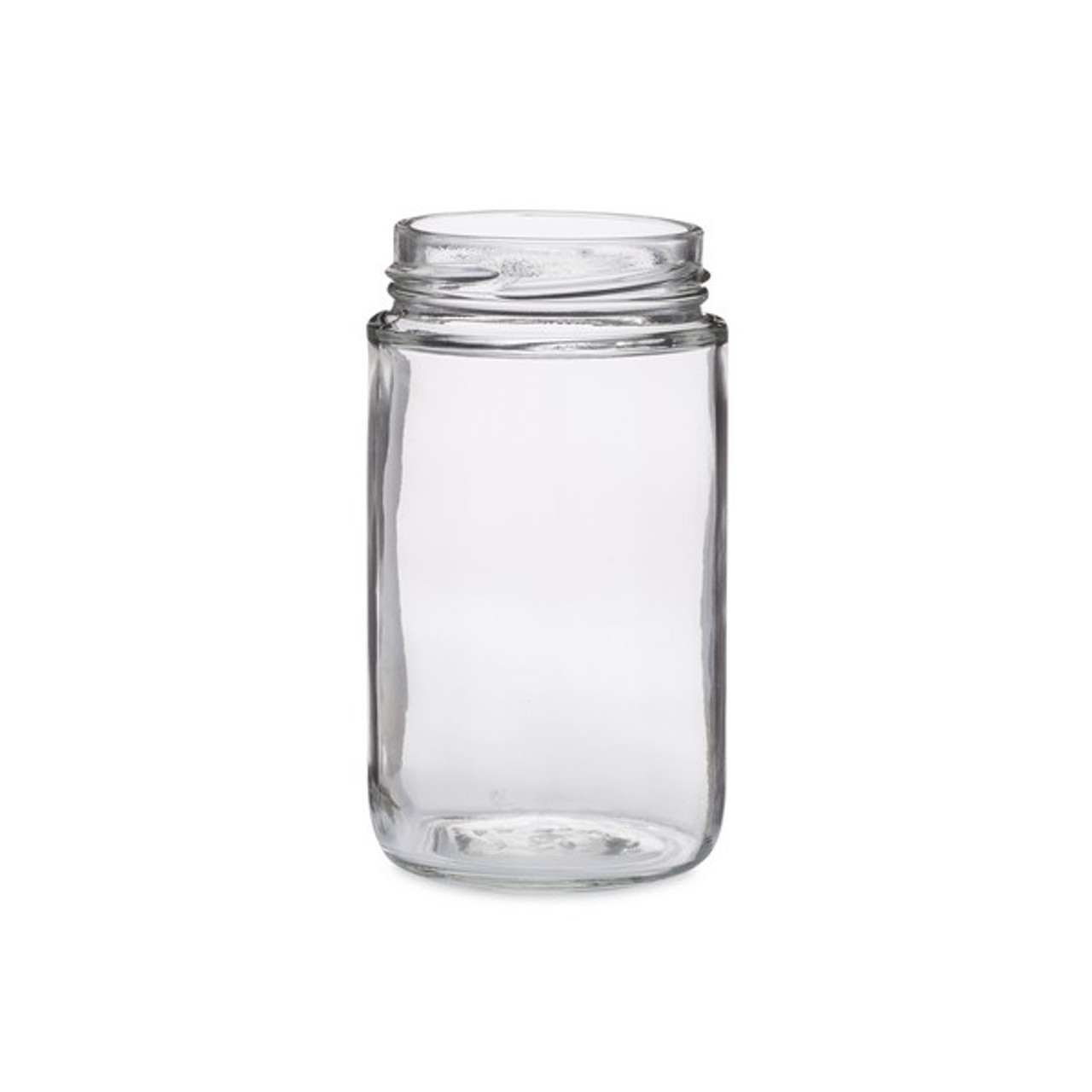 8oz Clear Glass Round Jars - 12/Case, Clear Type III 58 Lug