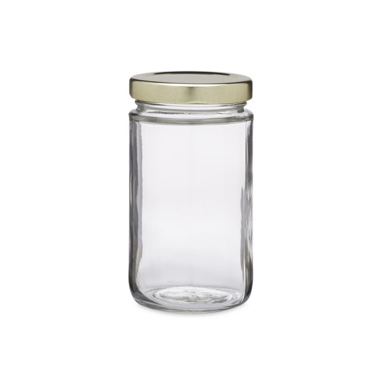 16 oz Clear Glass Beverage Bottles w/ Gold Metal Lugs Caps