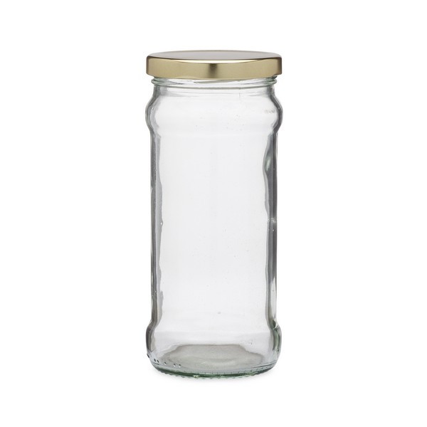 12 oz Clear Glass Jars (Gold Metal Lug Cap) Berlin