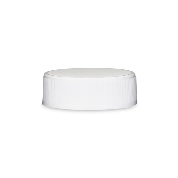 38-400 White PP Flat Plastic Caps - Unlined | Berlin Packaging
