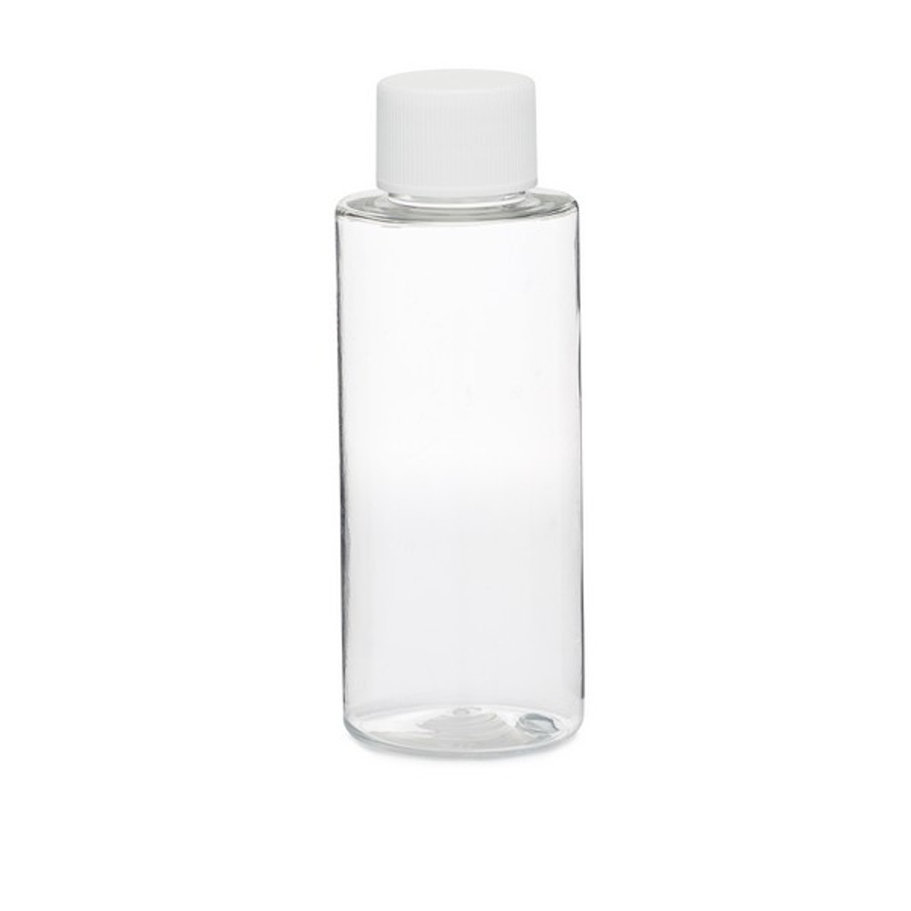 100 ml Clear PET Flasks w/ Black Ribbed Lined Caps