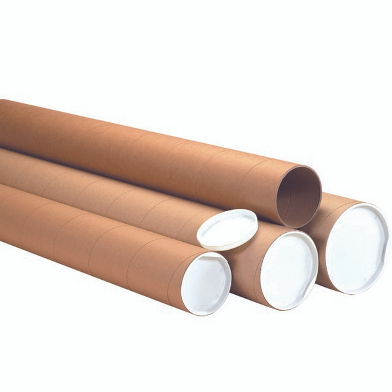 3in x 24in Heavy Wall Mailing Tubes w/ End Caps - Wholesale, 24/Case Chipboard