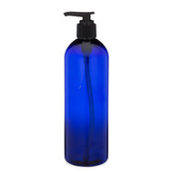 Similar item: 16 oz  Blue PET Plastic Bullet Bottle (Black Lotion Pump) - P-CB16PB