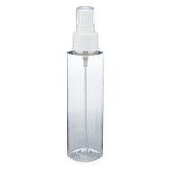 4 oz Clear PET Cylinder Round Bottle & White Fine Mist Sprayer - PC4AW