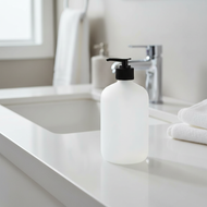 Similar item: 16 oz Natural HDPE Plastic Boston Round Bottle & Black Pump - PN16PB