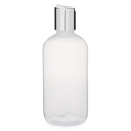 8 oz Natural LDPE Plastic Boston Round Bottles (Silver Disc Top Cap) - PN9DISCS
