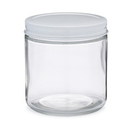 Clear Straight-Sided Glass Jars - 4 oz, Gold Metal Cap S-17982M