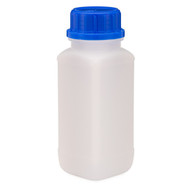 12 oz Natural HDPE Plastic Kautex Wide Mouth Leakproof Bottles (Blue Tamper-Evident Cap) - 3211B05