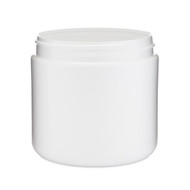 16 oz White HDPE Plastic Wide Mouth Straight Sided Jars (Cap Not Included) - White BPA Free 89-400