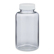 6.7 oz Clear PET Plastic Wide Mouth Packer Bottles (White Screw Top Cap) - 3369B05CLR