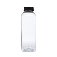 16oz Clear PET Square Beverage Bottles (Blue Cap) | Berlin