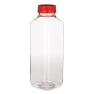 14.5 oz Square PET Clear Juice Bottle with Recessed Label Panel - 160/Bag