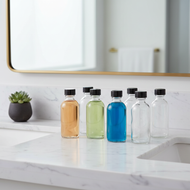 Similar item: 2 oz Clear Glass Boston Round Bottles (Black Phenolic Cap) - 4699B45CLR