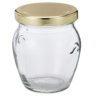 10 oz Glass Honey Pot Jars (Gold Metal Lug Cap)