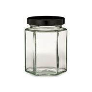 12oz Clear Glass General Purpose Jars (Black Metal Cap) - 12/Case, Clear Type III 70-G450