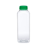 16oz Clear PET Square Beverage Bottles (Pink Cap) | Berlin