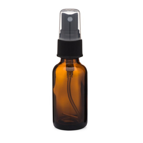 1 oz Amber Glass Boston Round Bottles (Black HDPE Atomizer) - AB1AB-48