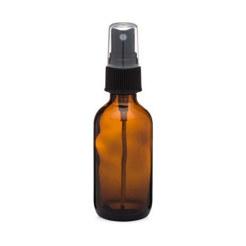 2 oz Amber Glass Boston Round Bottles (Black HDPE Atomizer) - AB2AB-24