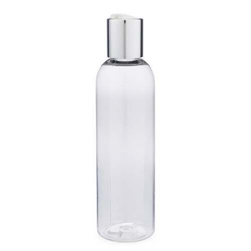 4 oz Clear PET Bullet Bottle & Silver Disc Lid - PR4DISCS