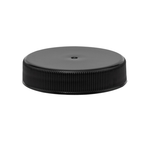 45-400 Black PP Fine Ribbed Smooth Top Caps (Heat Seal Liner) - 302652