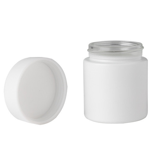 4 oz Matte White Straight Sided Glass Cannabis Jar with Cap - 321859-K 4 oz Matte White Straight Sided Glass Cannabis Jar with Cap - 321859-K