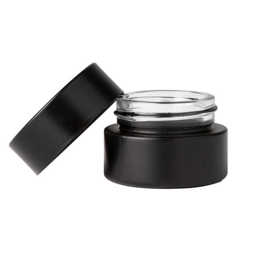 9ml Matte Black Straight Sided Glass  Cannabis Jar with Black Child Resistant Capable Flush Flat Cap with PET Liner - 321883-K