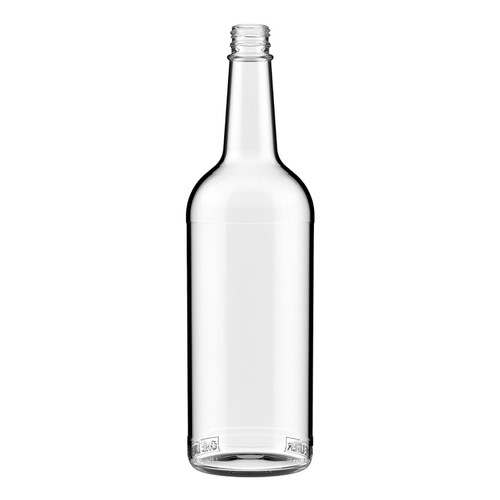 750 ml Round Glass Liquor Bottle - 335105SS-K
