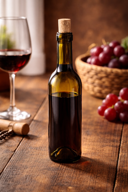 375 mL Demi Wine Bottle Antique Green | Half Bottle Claret with Cork Finish - 295571-K