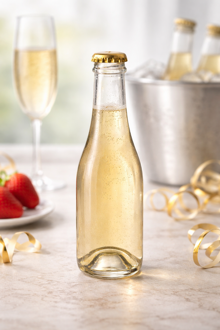 187 ml Flint Glass Champagne Bottle | Piccolo / Split Single-Serve Glass Bottle with Crown Finish - 287784-K