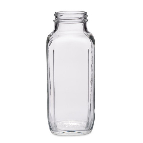 16 oz Clear Glass French Square Bottles (Cap Not Included) - 214668-K