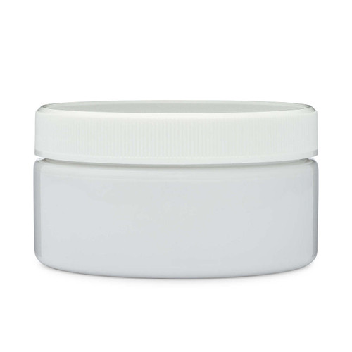 8 oz White PET Plastic Straight Sided Jars (White PP Cap) - 2852B09WHT